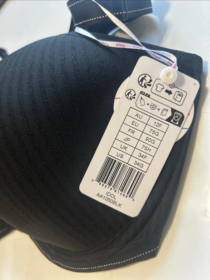 Sujetador Freya Idol para mujer negro EE. UU. 34G negro con aros moldeado camiseta sin costuras Foto 3 de 4