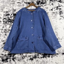 Pure J Jill Indigo Jacket Womens Extra Large Pockets Button Up Comfort Casual