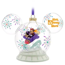 Walt Disney World Glass Christmas Ornament Mickey Minnie Mouse Space Mountain