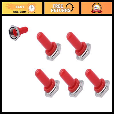 5pcs Waterproof Red 12mm Rubber Toggle Switch Knob Covers - Rocker Boot Caps