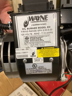#ad Wayne EH Oil Burner 120V High Efficiency Specification # 300 201 $1500.00