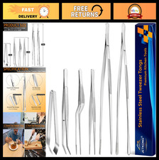 6 Pcs Stainless Steel Cooking Tweezers Set - 12" 6.3" Kitchen Tongs for BBQ, S