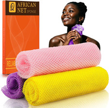 3 Pack African Net Sponge, African Exfoliating Net Bath Sponge Long Net Bath Spo