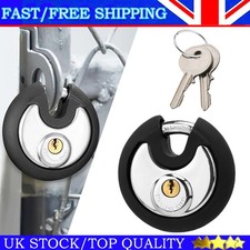 Heavy Duty High Security 70mm Round Circular Disc Steel Lock Garages Padlock UK