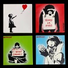 Banksy 2015 Rare stencil Paintings Dismaland set of 4