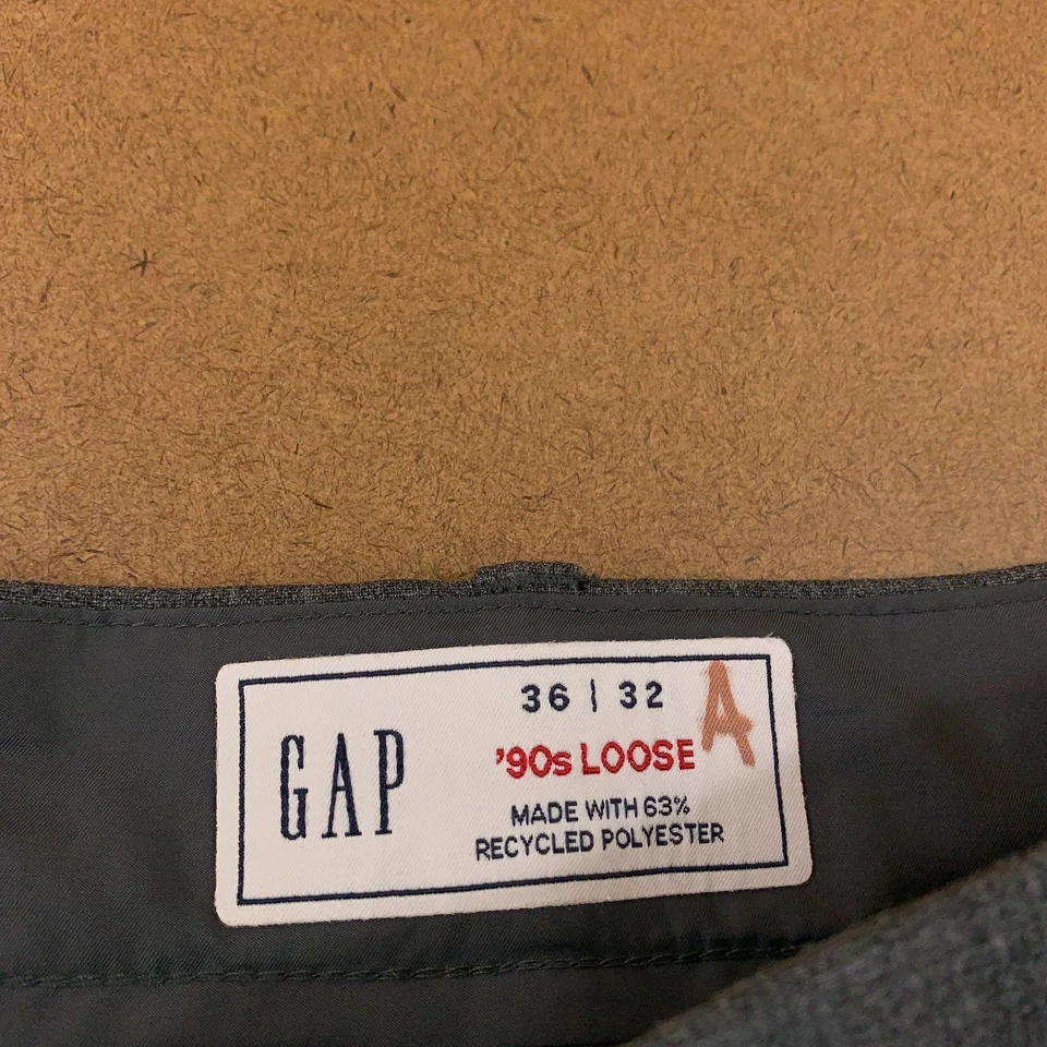 Gap Mens 36x32 Charcoal Heather 90s Loose 365 Relaxed Pleated Trousers NWT - Image 3 of 4