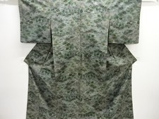 7733853: JAPANESE KIMONO / TSUMUGI / WOVEN FLORAL PLANTS