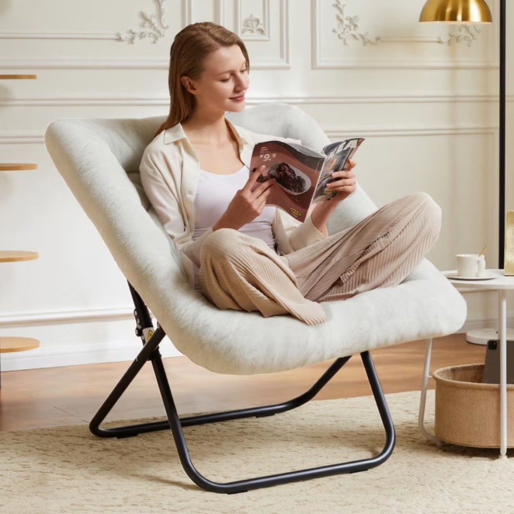 For Adults, Soft Faux Fur Folding Lounge