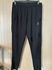 adidas Aeroready Men  s Black Jogger Pants L Polyester Knit Drawstring Pockets
