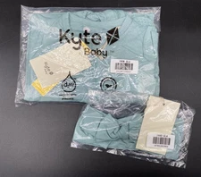 Kyte Baby 12-18m Long Sleeve Bodysuit With Matching Knotted Bow Headband Glacier