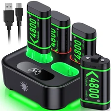Charger with 4x4800mWh Rechargeable Battery Pack for Xbox One/Xbox Series X|S