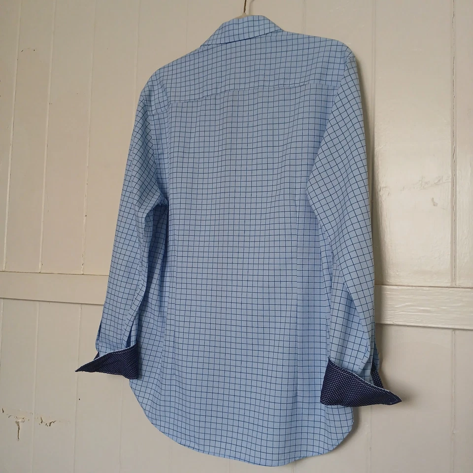 Camisa WRK Work Rest Karma 4 Vías Elastizada Botón Para Hombre 15.5 Azul Cuadros Puño Abatible Foto 4 de 4