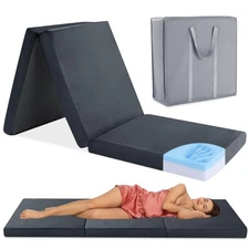 Tri Folding Memory Foam Camping Mattress for Outdoor Sleeping, Portable Water...