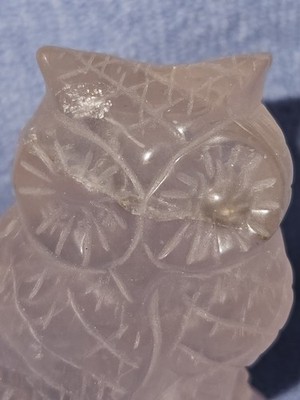 3'' Natural Rose Quartz Hand Carved Crystal Owl Figurine 