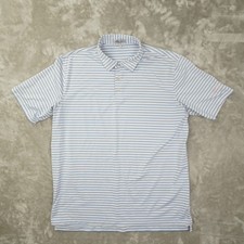 Peter Millar Summer Comfort Polo Shirt Men's XL White Blue Stripe Golf Preppy