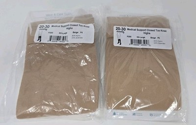 Ames Walker Medical Support Closed Toe Knee Highs 20-30 mmHg XX Large Beige 2 Ct