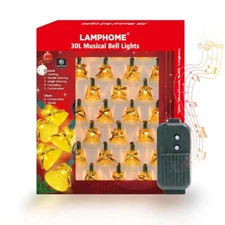 30L Xmas Musical Bell String Lights, 25 Classical Holiday Songs, 7 Functions