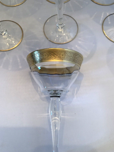 Vintage 8er Set Goldrand Kristall 5 Zoll x 3 Zoll, Cordial Brille - Bild 4 von 4