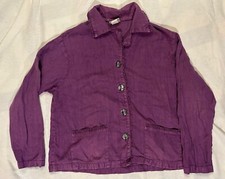 Mishi Purple 100% Linen Top Medium M Minimalist Artsy Made In USA Vintage