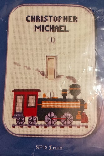Light Switchplate Train Personalize w Name Counted Cross Stitch - Picture 3 of 10