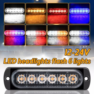 2/4Stk 6LED Auto Frontblitzer Blitzlicht Warnleuchte LKW Strobe Licht 12V 24V