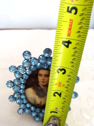 Small Jeweled Picture Frame for 2 x 2 I photo surrounded by Nice Blue crystals - Picture 2 of 4