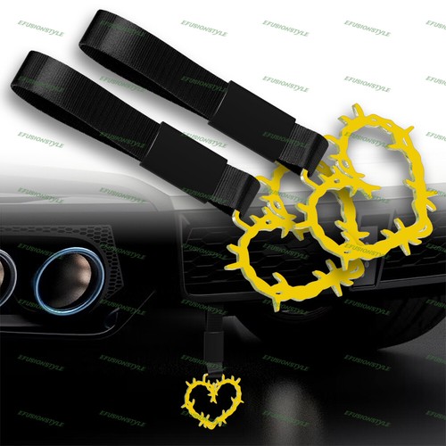 Thorned Heart JDM Yellow Ring Tsurikawa Subway Car Handle Strap -Black Nylon X2 - Bild 1 von 5