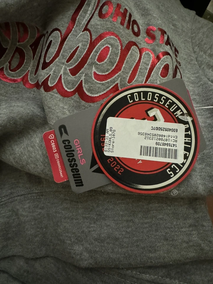 Ohio State Buckeyes Colosseum Youth Whohoopers Bling Crossover Sweatshirt Sz XS - Image 4 of 4