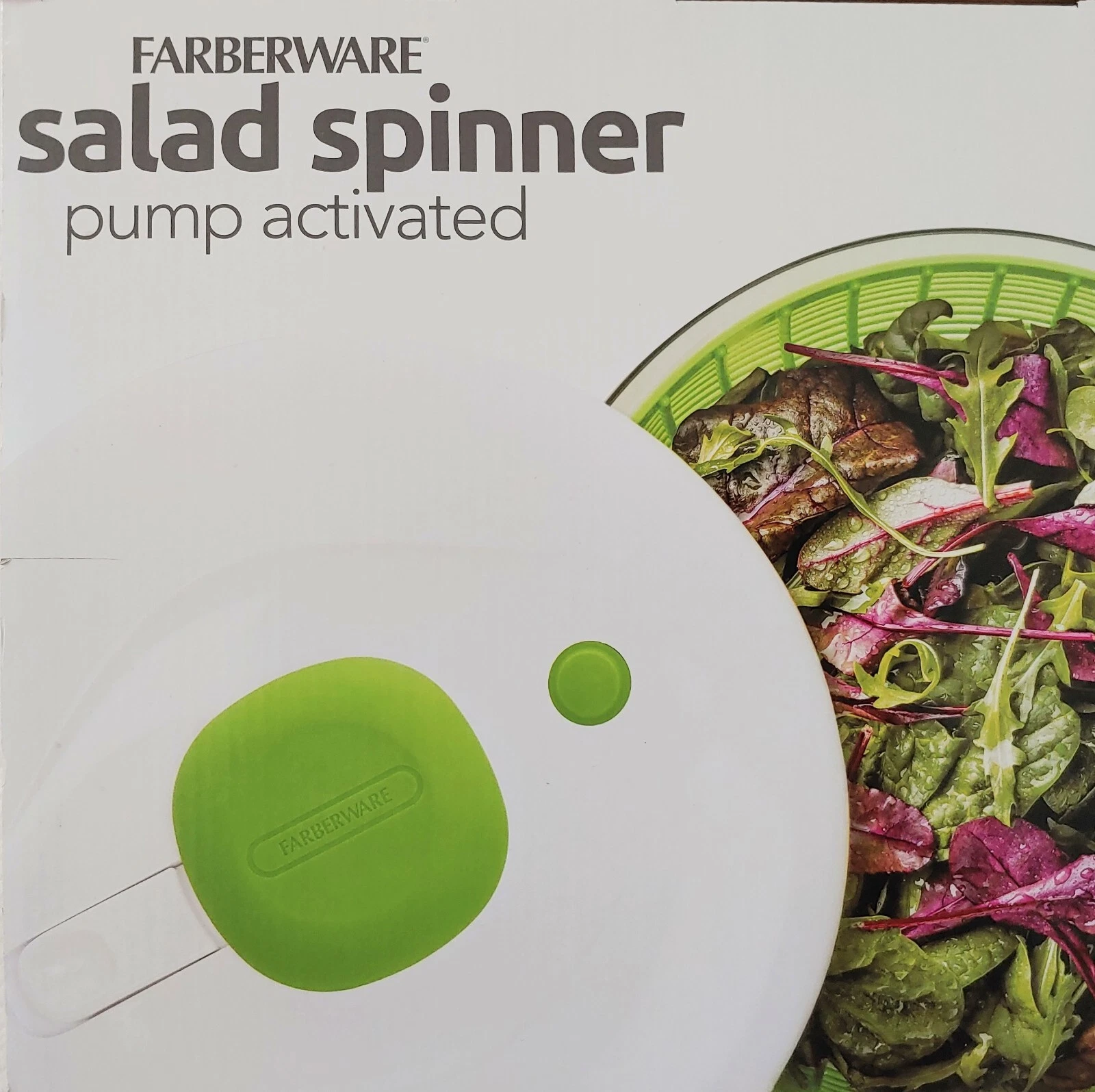Farberware Pump Activated Salad Spinner(sizeL 6.65qt Clear Bowl)BPA FREE