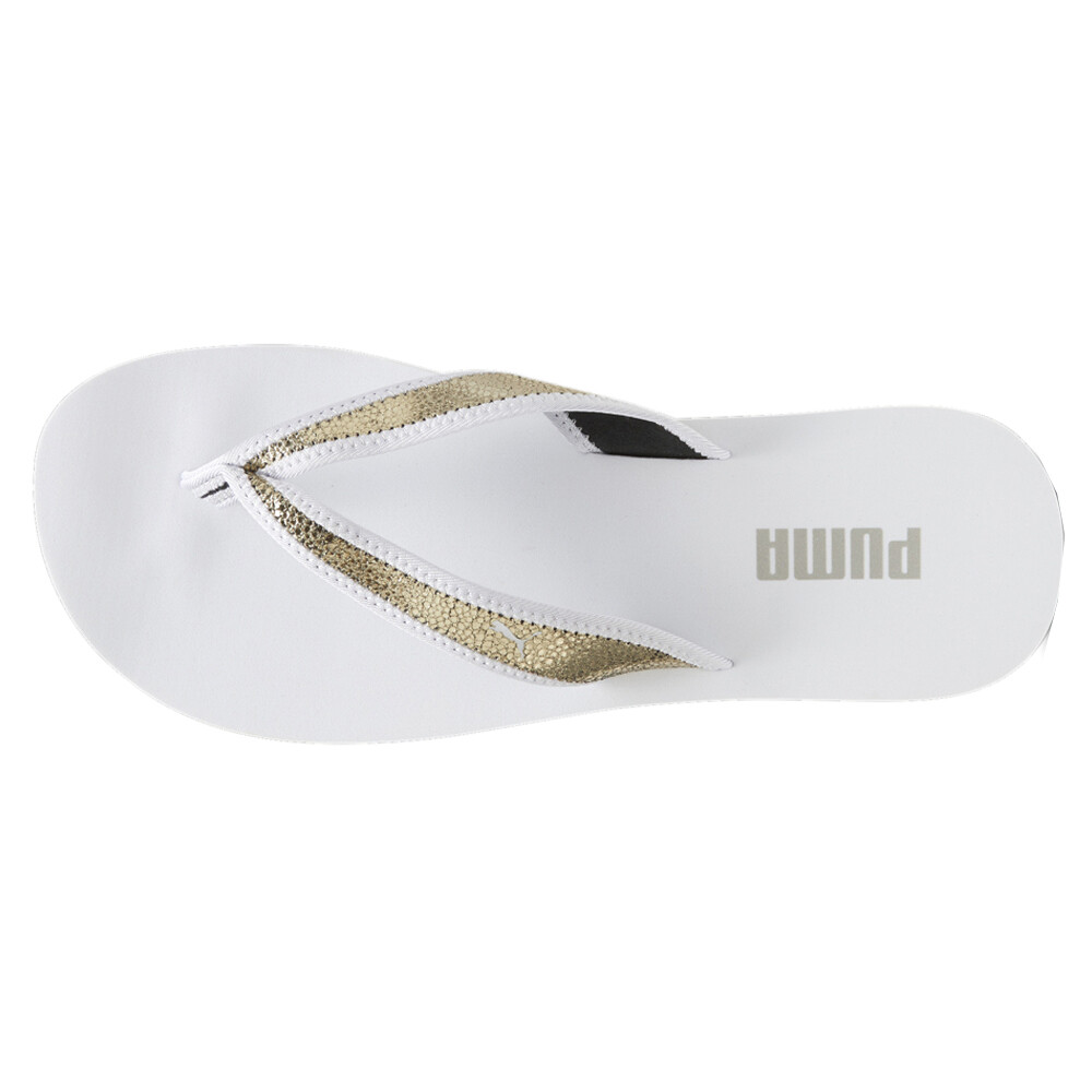 PUMA Sandy Metallic Shine Flip Flops Womens Gold, White