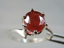 SUNSET SAPPHIRE - Spectacular Genuine Orangish-Red .925 Sterling Ring 1.21 ct.