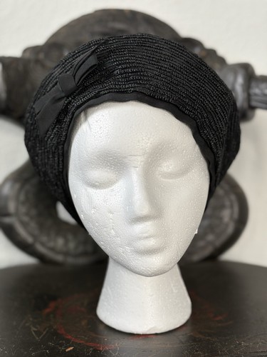 Vintage 50s Black Raffia Sandy Braeburn Hat - Picture 6 of 14