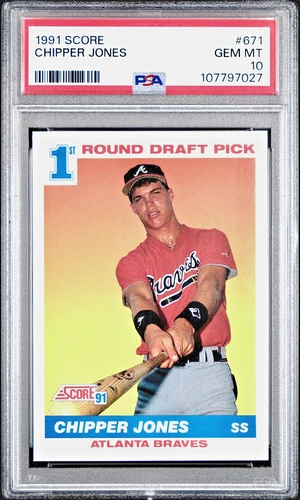 CHIPPER JONES Atlanta Braves HOF 1991 Score #671 Rookie RC PSA 10 Gem Mint