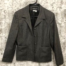 Sag Harbor Petites Womens Wool Blend Blazer Gray Size 8P Business Going Out