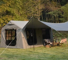 9.8x13 Inflatable Camping Tent w/ Hand Pump & Canopy Blow Up Air Glamping Tent