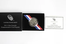 2013 D 5-Star Generals Commemorative Uncirculated Clad Half-Dollar w Box & COA
