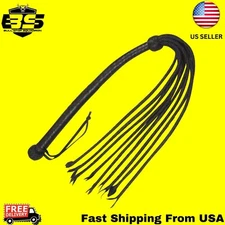 Genuine Leather Flogger Black Cow Hide Thick Leather Flogger 09 Tails Flogger