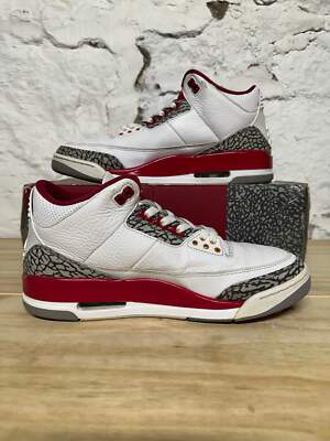 Air Jordan 3 Retro 'Cardinal Red' Men's Size 10.5 Pre-owned