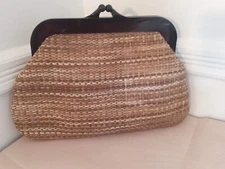 Vintage Woven Clutch Purse Made in Italy for Strawbridge & Clothiers Kiss Lock