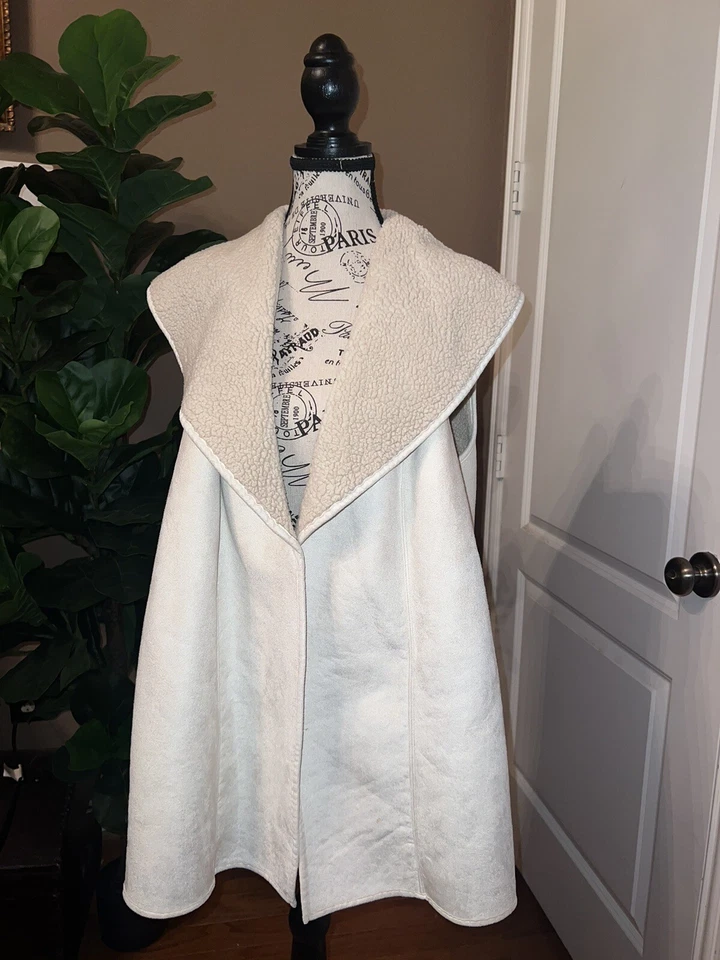 NEW Ralph Lauren Woman Sz 2X 2XL XXL Faux Suede & Sherpa Fleece Vest Cream NWT - Image 4 of 4