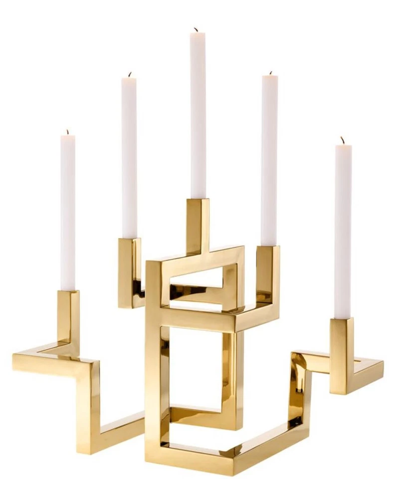 Eichholtz Luxus Edelstahl Kerzenhalter 5-armig Messingfarben 55 x H. 41,5 cm 