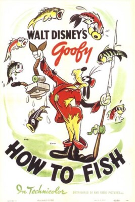 Goofy How to fish Goofy 1942 Disney cult cartoon movie poster print 
