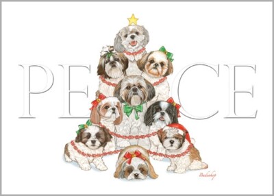 Shih Tzu Christmas Card 5 x 7 with Envelope