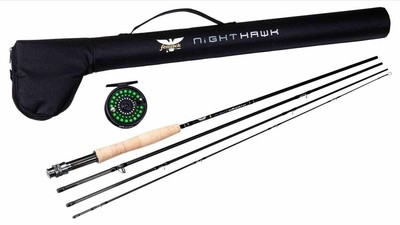 FENWICK NIGHTHAWK FLY COMBO 4PC 9' 6WT FLY ROD W/PFLUEGER ...