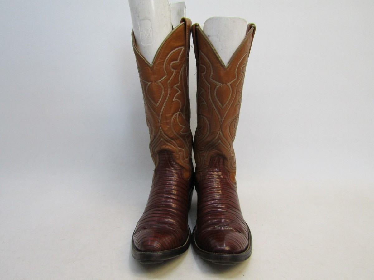 Cowtown Mens Size 8 D Brown Leather Lizard Cowboy Western  display picture 2