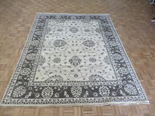 8 x 10'1 Hand Knotted Ivory Brown Peshawar Oushak Oriental Rug G8776