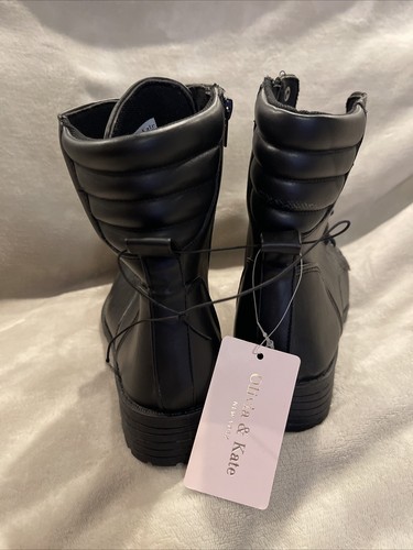 NWT Olivia & Kate Black Lace Up Combat Style Ankle Boots Size 6.5 Doc Style - Picture 4 of 7