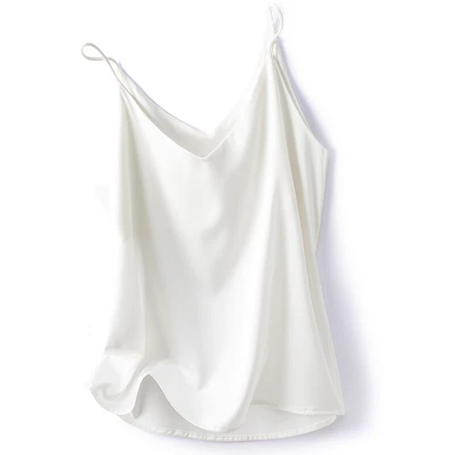 Damen Satin Seide Camisole Tank Top Träger V-Ausschnitt Träger Unterhemd Freizeit Basic Top - Bild 23 von 36