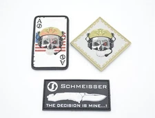 SCHMEISSER LOGO PATCH SET (3) PATCHES HOOK/LOOP BACKING KNIFE ACE PLAYING CARD 