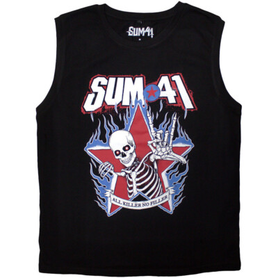 Sum 41 - All Killer No Filler Skeleton -  Black Sleeveless Tank t-shirt